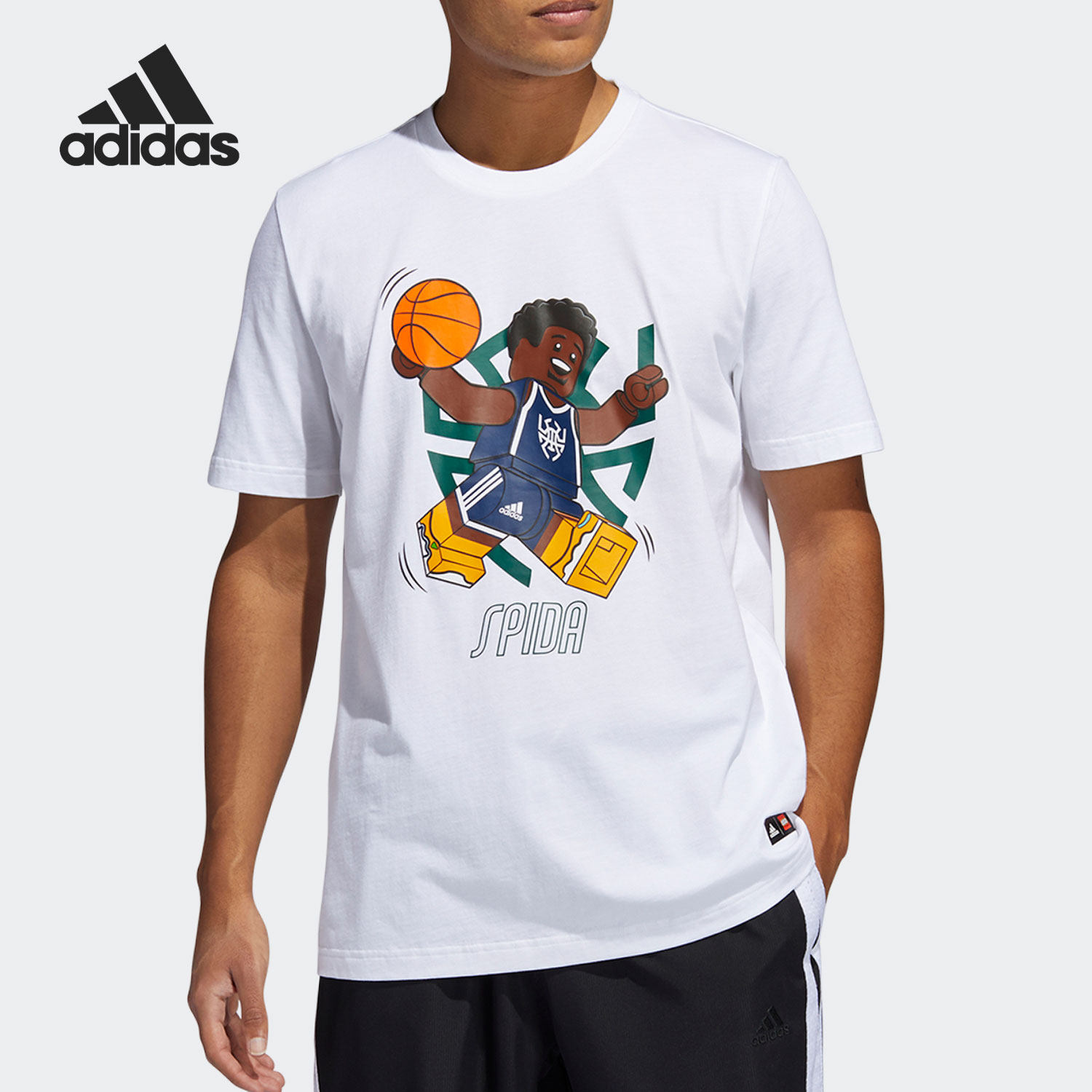 Adidas/阿迪达斯乐高积木联名新款夏季男子篮球运动短袖T恤HA7057