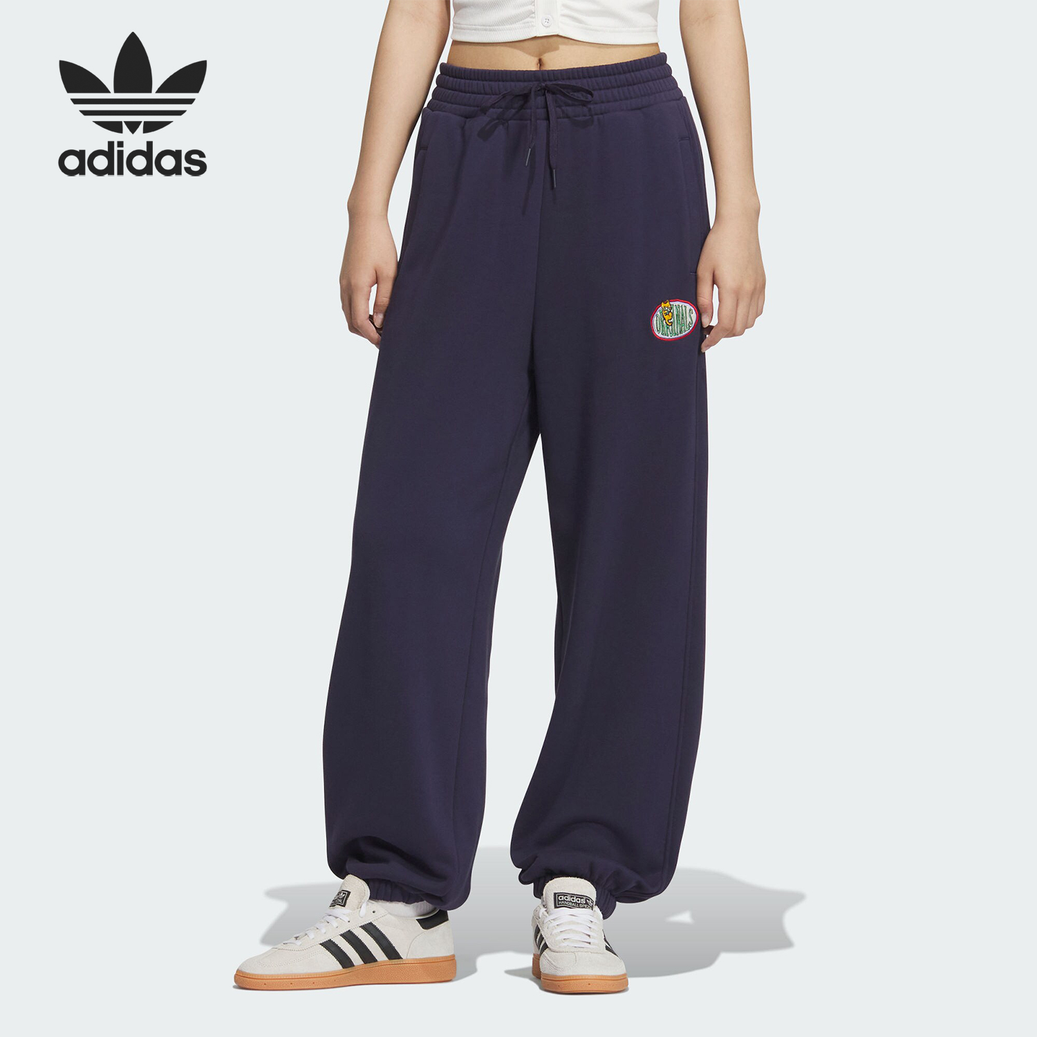 Adidas/阿迪达斯官方正品三叶草女士宽松运动休闲针织长裤JL7547
