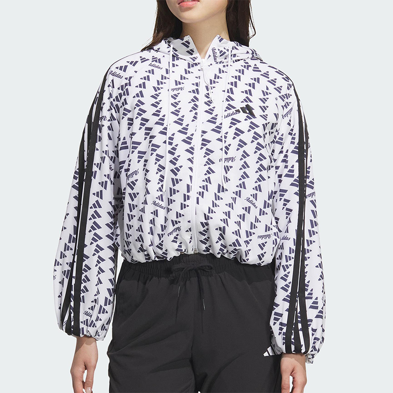 Adidas/阿迪达斯正品2025夏季款女士时尚日常印花梭织外套KB7762