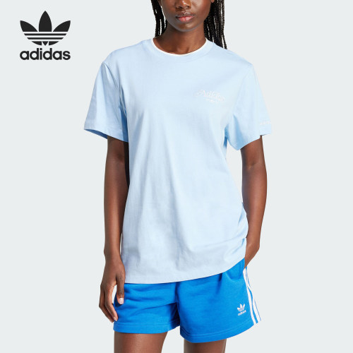 Adidas/阿迪达斯官方正品三叶草女士运动宽松短袖圆领T恤IZ0107