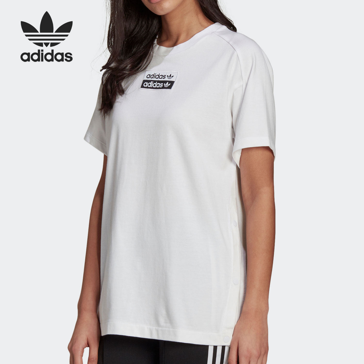 Adidas/阿迪达斯正品年女子三叶草短袖夏季休闲运动T恤H06773