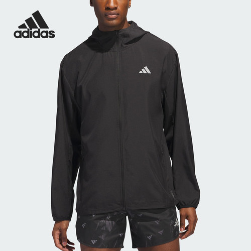 Adidas/阿迪达斯官方正品2025男士反光运动跑步连帽外套IL7230