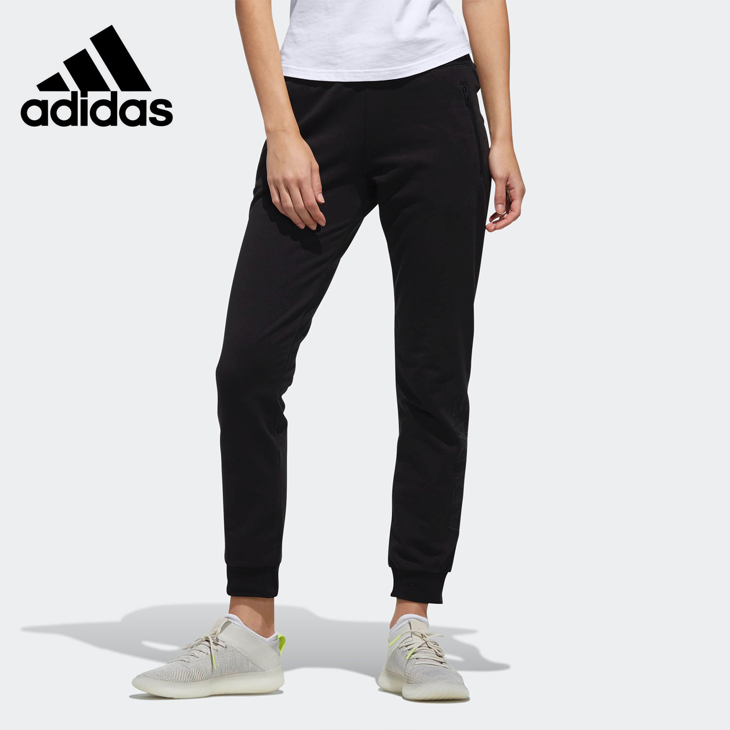 Adidas/阿迪达斯官方正品女子修身运动休闲针织收口长裤 DW4610