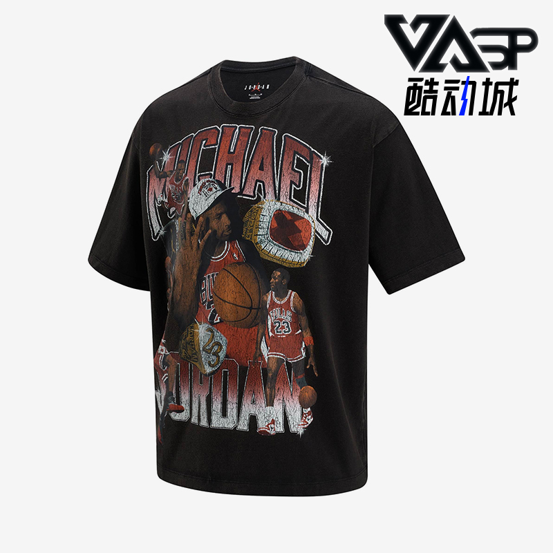 Nike/耐克正品JORDAN男士透气经典图案印花圆领运动T恤HM7132-010