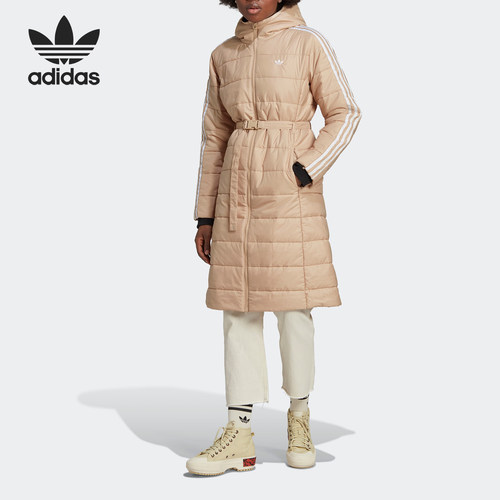 Adidas/阿迪达斯正品三叶草女士经典保暖收腰长款棉服HK5252