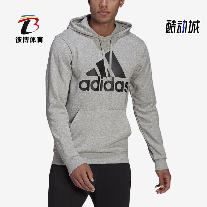 Adidas/阿迪达斯正品印花连帽男灰色休闲经典舒适轻便卫衣GK9541