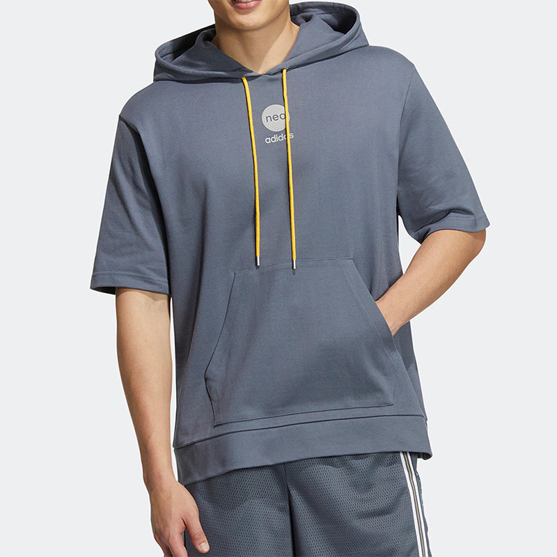 Adidas/阿迪达斯正品NEO秋新款男子篮球运动短袖连帽套头衫HM2043
