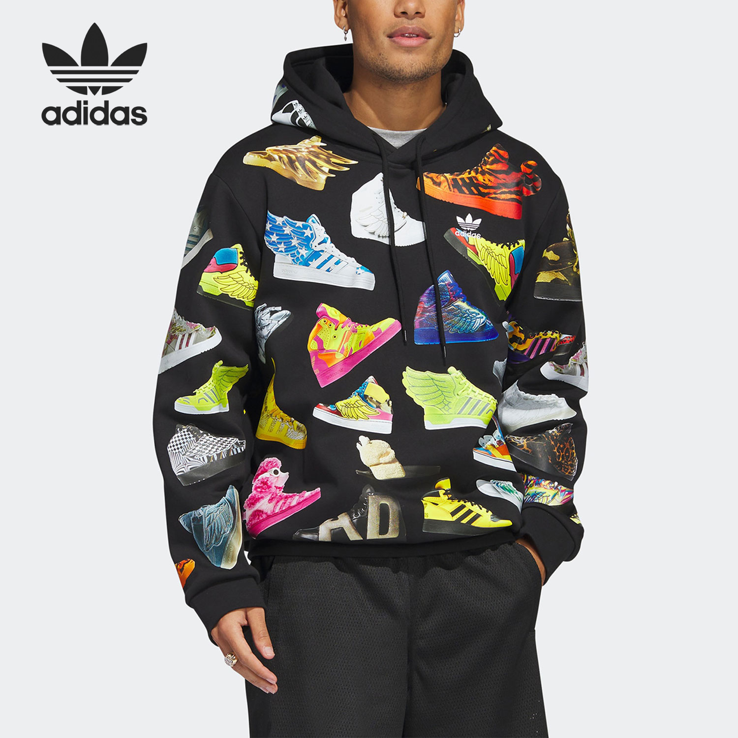 Adidas/阿迪达斯官方正品三叶草联名款男子运动连帽卫衣IA0097
