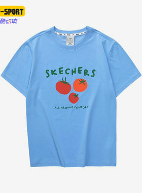 Skechers/斯凯奇正品春季新款男女同款休闲针织圆领短袖L223U058