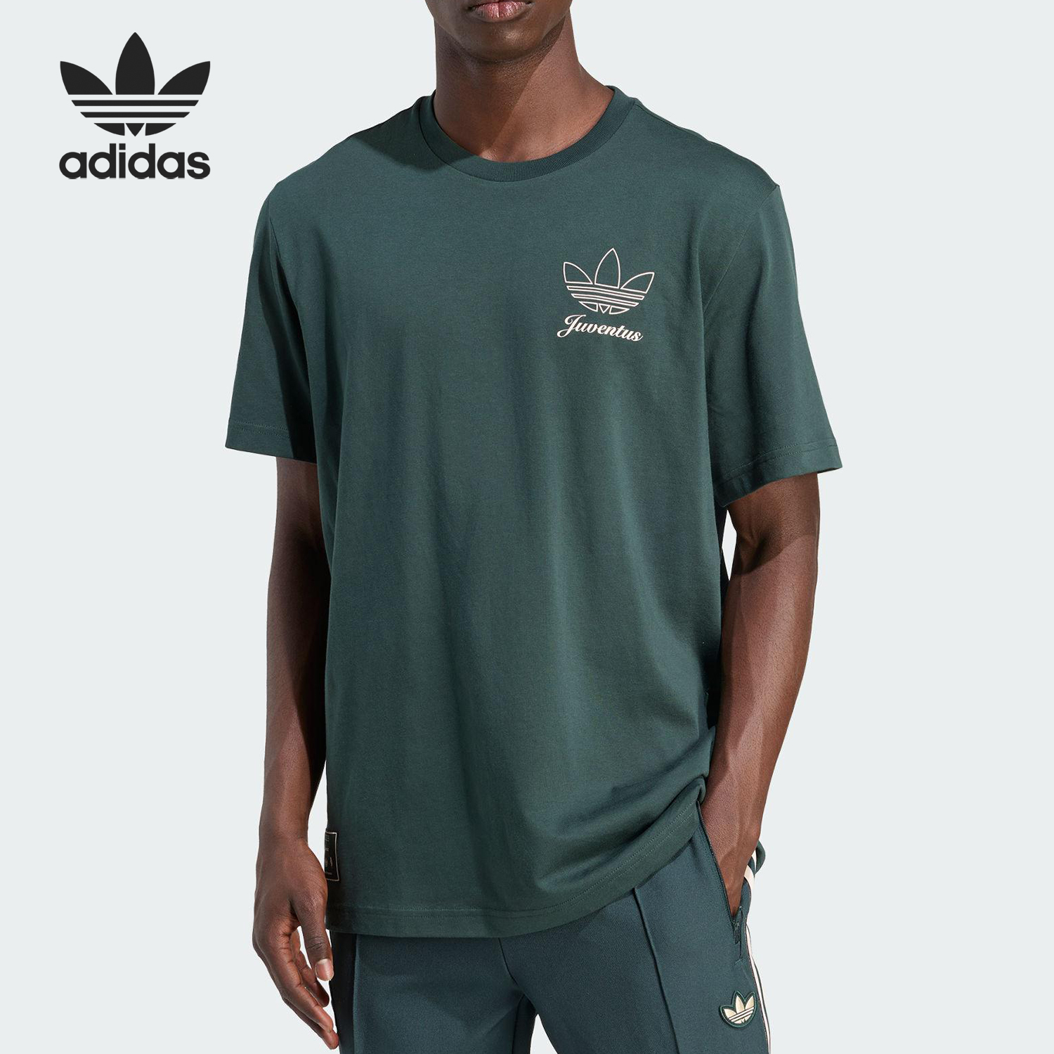 Adidas/阿迪达斯官方正品夏季男士圆领简约经典休闲短袖T恤JM9466