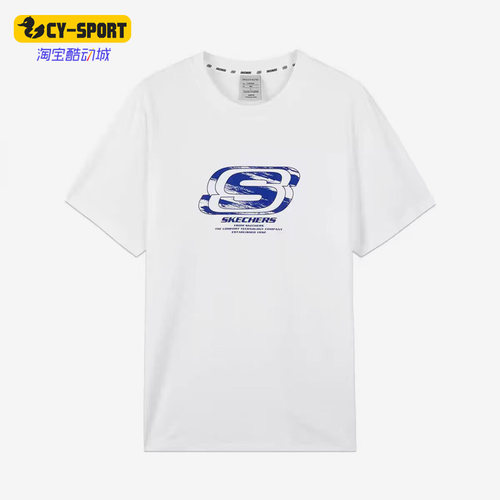 Skechers/斯凯奇正品夏季休闲针织圆领男女运动短袖L223U102-0019