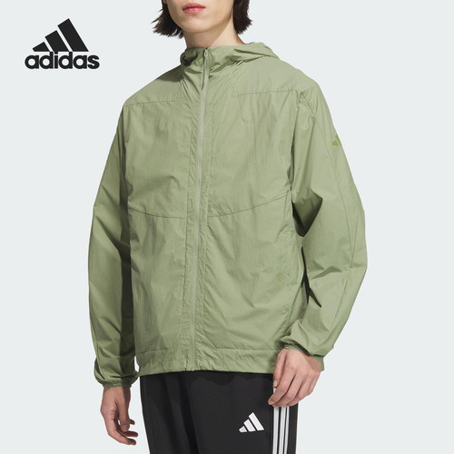Adidas/阿迪达斯官方正品2025男士梭织透气连帽运动夹克JZ8403
