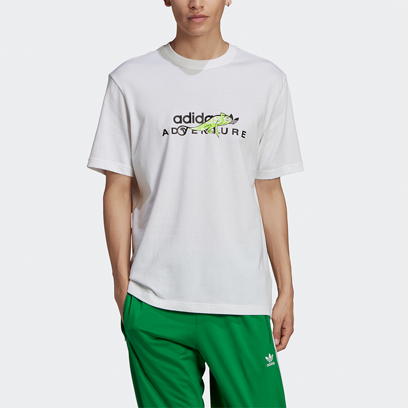 阿迪达斯男士时尚印花休闲短袖