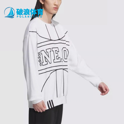 阿迪达斯男女同款印花圆领卫衣