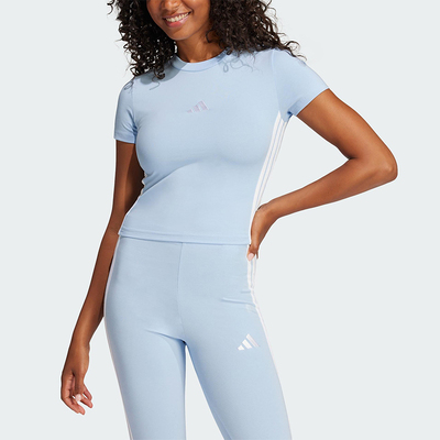 Adidas/阿迪达斯正品2025新款女士时尚吸汗修身休闲短袖T恤JE1241