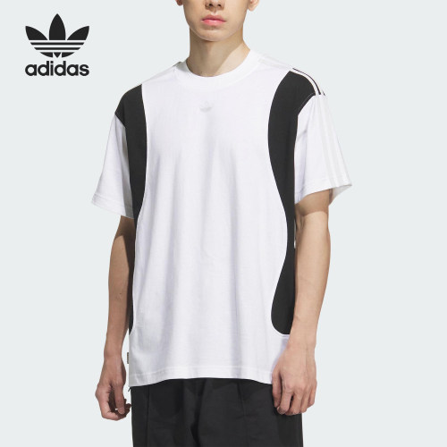 Adidas/阿迪达斯官方正品三叶草男女宽松拼接运动透气短袖KD1873