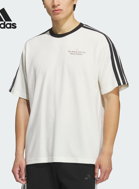 Adidas/阿迪达斯官方正品LOOSE FIT T-SHIRT男士三条纹短袖KF2472