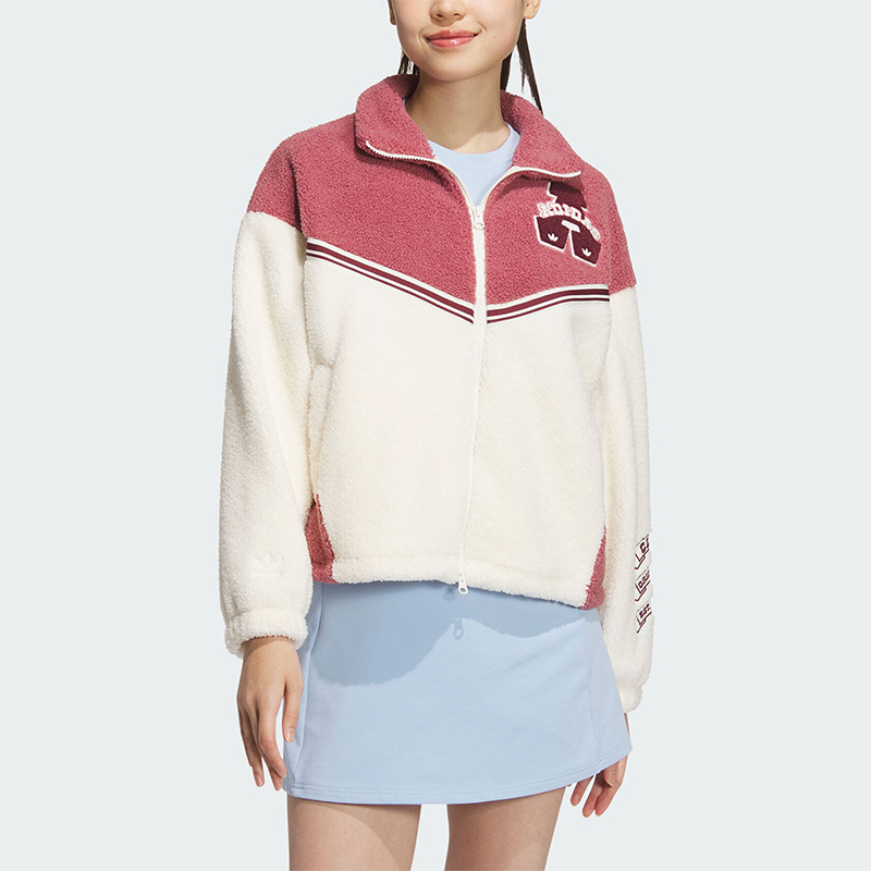 阿迪达斯女士立领拼接时尚外套