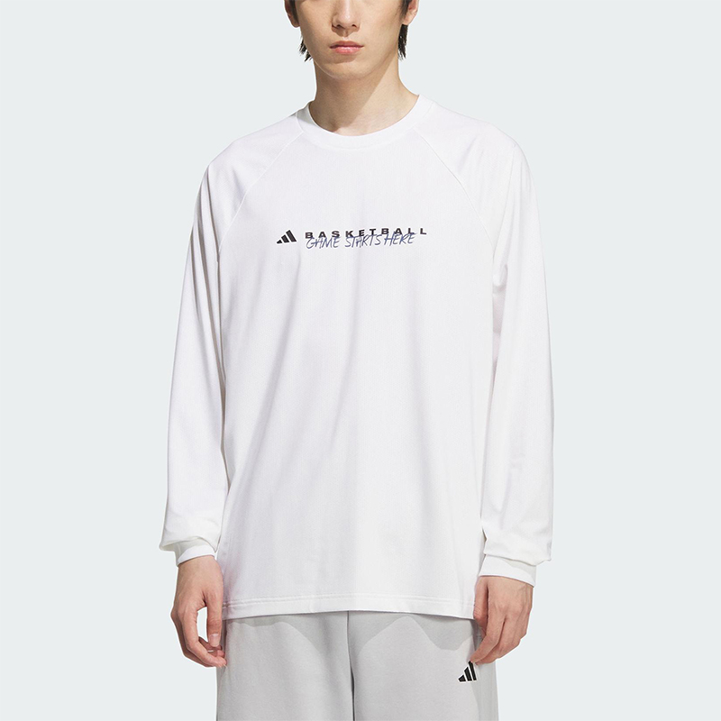 Adidas/阿迪达斯正品BASKETBALL男士圆领篮球运动长袖T恤KC2802