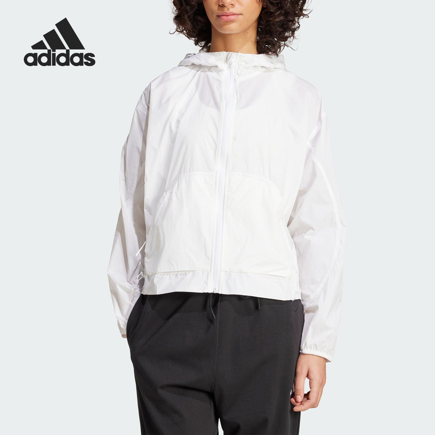 Adidas/阿迪达斯官方正品2025女士简约短款梭织运动外套JP0464