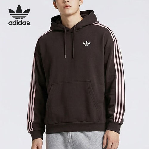 Adidas/阿迪达斯正品三叶草男士条纹舒适宽松连帽卫衣KG3901