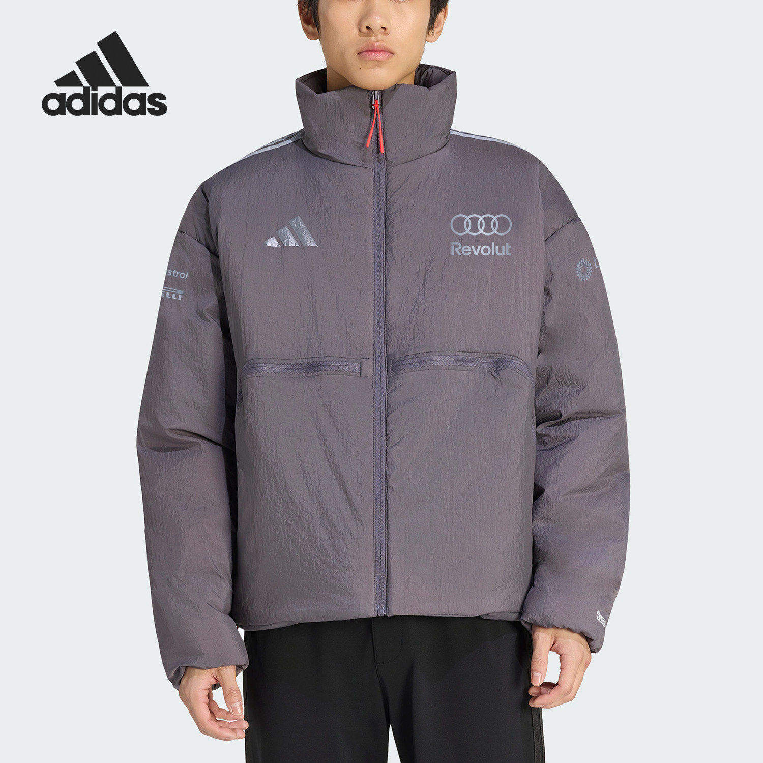 Adidas/阿迪达斯官方正品新款男士保暖高领拉链长袖棉服KF8536