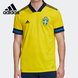 Adidas/阿迪达斯正品男子瑞典国家队主场球迷版短袖球衣FH7620