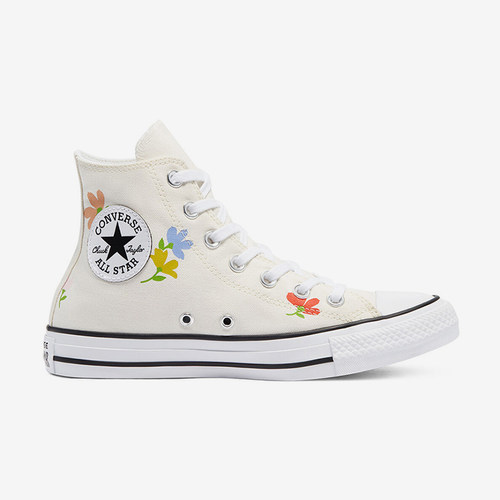 Converse匡威 清新奶油白色小花印花高帮休闲帆布女鞋 570919C