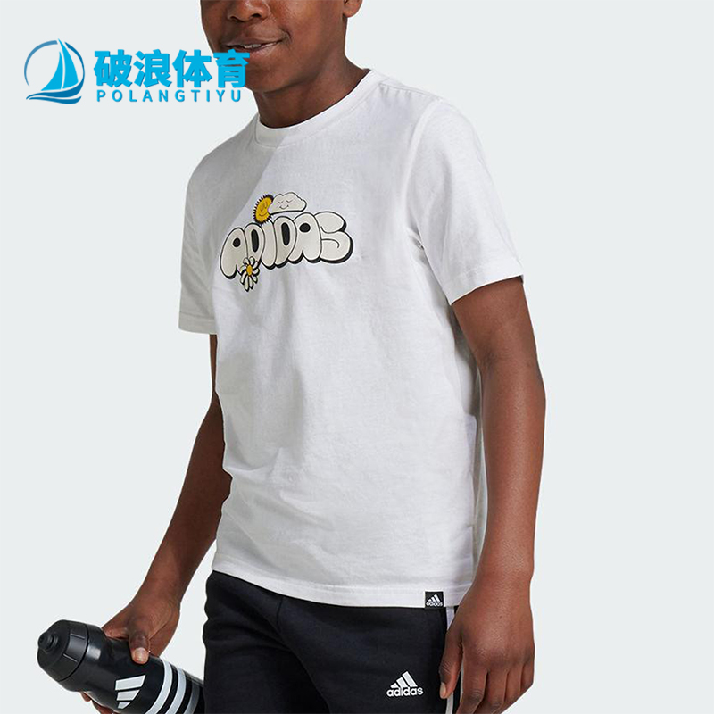 Adidas/阿迪达斯正品GRAPHIC T-SHIRT 大童经典运动短袖T恤IZ0419