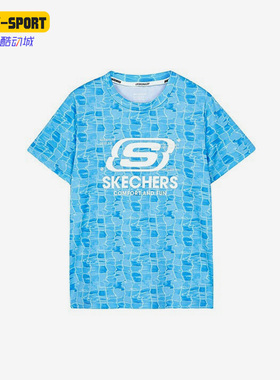 Skechers/斯凯奇正品夏季新款水波纹大童运动休闲短袖T恤P222B008