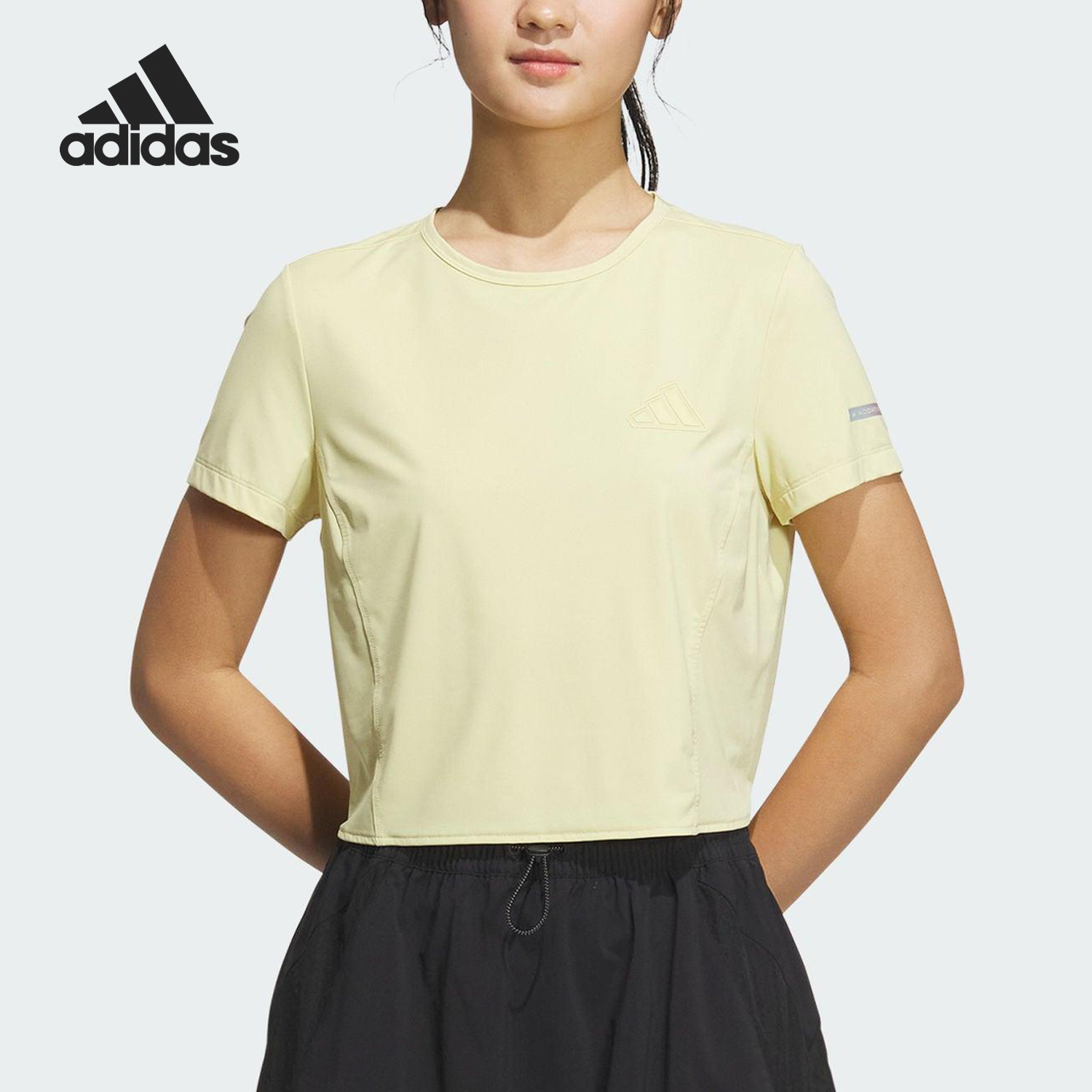 Adidas/阿迪达斯官方正品2025夏季款女士短款透气针织T恤JN0701