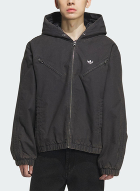 Adidas/阿迪达斯正品三叶草男女休闲连帽运动宽松保暖外套KC2640