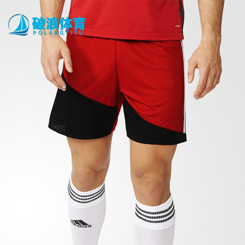 Adidas/阿迪达斯正品短裤新款男红黑色经典足球运动短裤AJ5869
