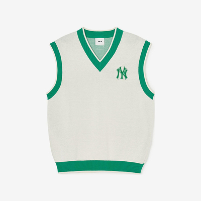 MLB正品春秋男女同款V领针织柔软透气无袖马甲3AKPV0341-50CRD