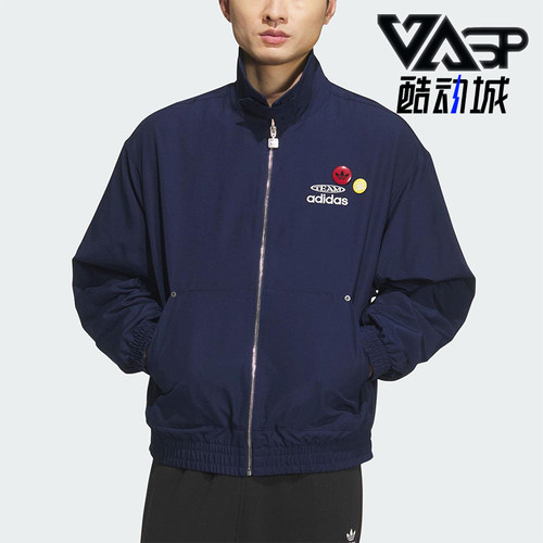 Adidas/阿迪达斯正品三叶草男士日常运动宽松翻领耐穿外套KC0135