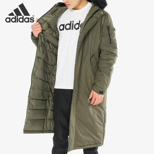 Adidas/阿迪达斯正品当季男子新款户外长款羽绒服毛领风衣DM1930