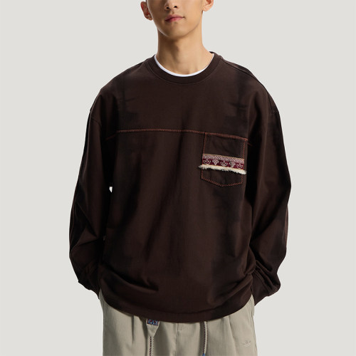 Adidas/阿迪达斯正品三叶草男士复古针织运动宽松长袖T恤KW5672