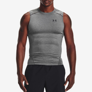 安德玛正品 背心1361522 运动男士 亲肤弹力无袖 090 训练跑步修身