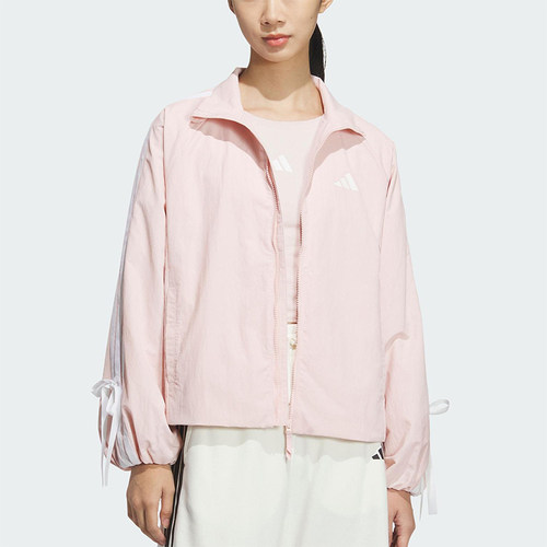 Adidas/阿迪达斯正品2025新款女士经典梭织蝴蝶结立领外套KB0086