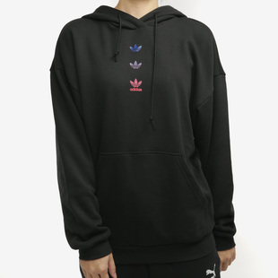 Adidas 三叶草新款 女子休闲连帽卫衣套头衫 GM3825 阿迪达斯正品
