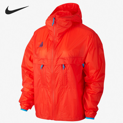 耐克拉链连帽黑色冲锋衣夹克外套