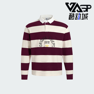KF1867 Adidas 阿迪达斯正品 三叶草男士 翻领宽松条纹三条纹POLO衫