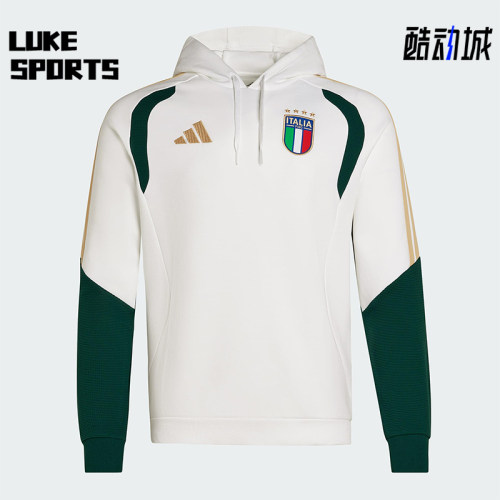 Adidas/阿迪达斯正品TIRO新款男米白绿色经典足球连帽卫衣JZ9364