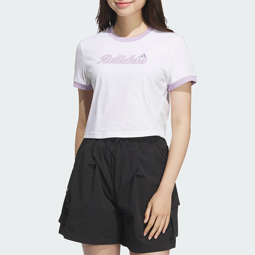 Adidas/阿迪达斯正品 T-SHIRT女士休闲短款透气针织短袖KC5435