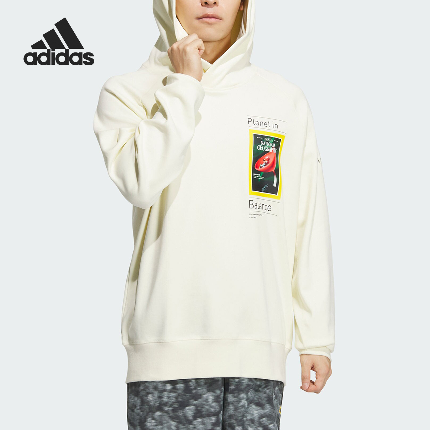 Adidas/阿迪达斯官方正品国家地理联名款男士运动连帽卫衣IS9523
