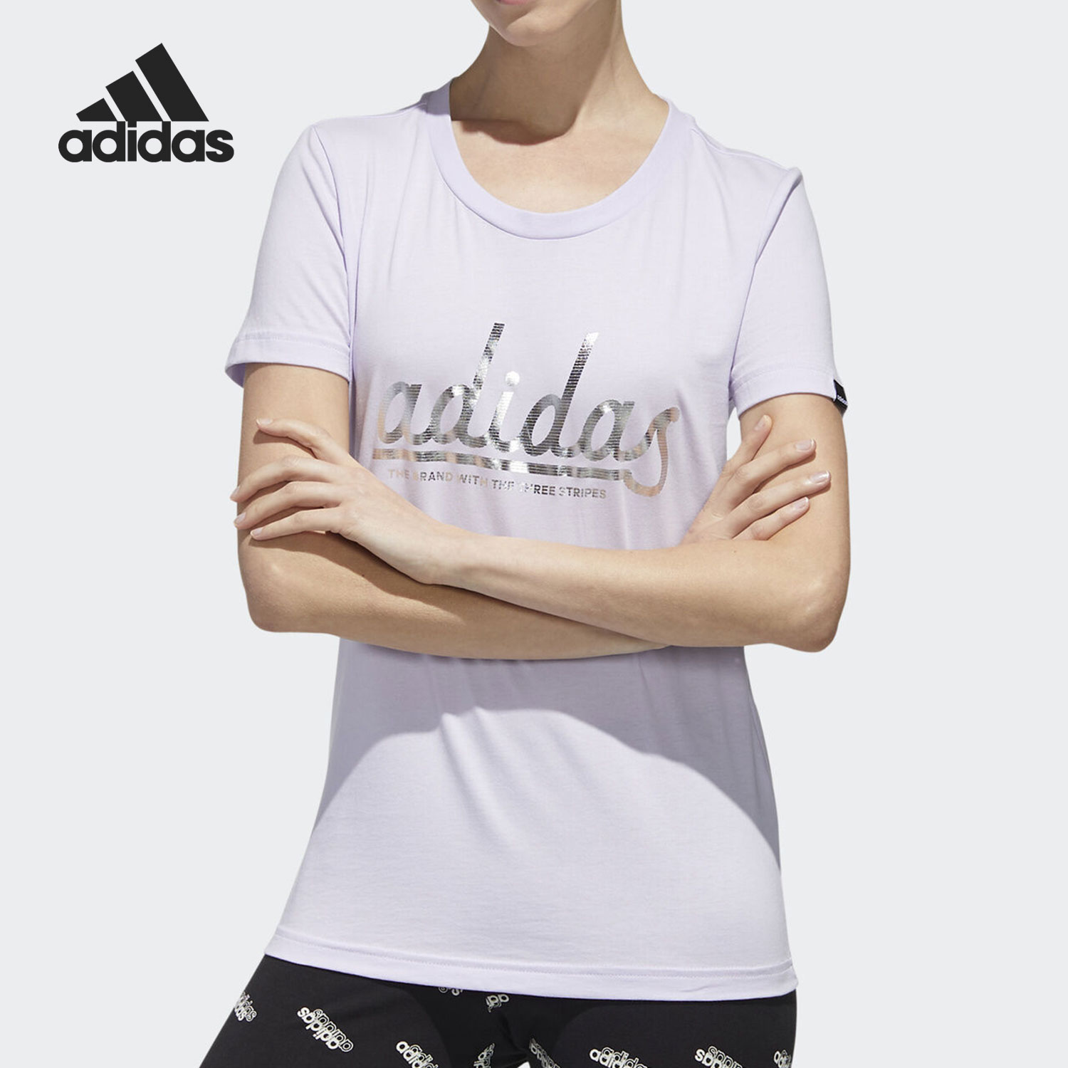 Adidas/阿迪达斯正品 夏季女子圆领运动休闲短袖T恤 FM6175