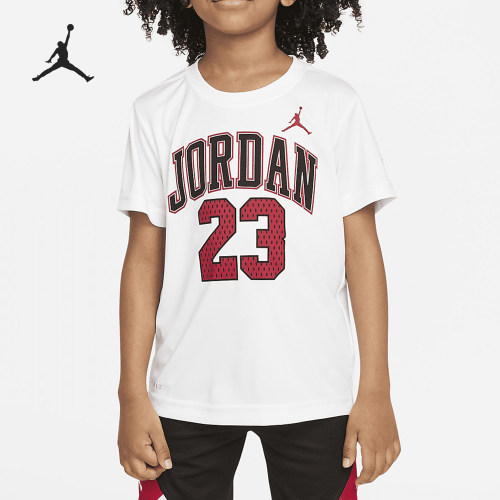 Nike/耐克正品JORDAN小童字母数字印花圆领短袖T恤HA4933-101