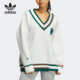 Adidas 三叶草女子秋运动毛衣保暖针织V领上衣HS9521 阿迪达斯正品