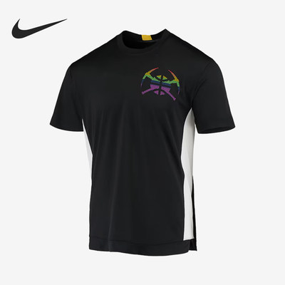 Nike耐克正品男款NBA丹佛掘金字母印花圆领短袖T恤CJ0094-010
