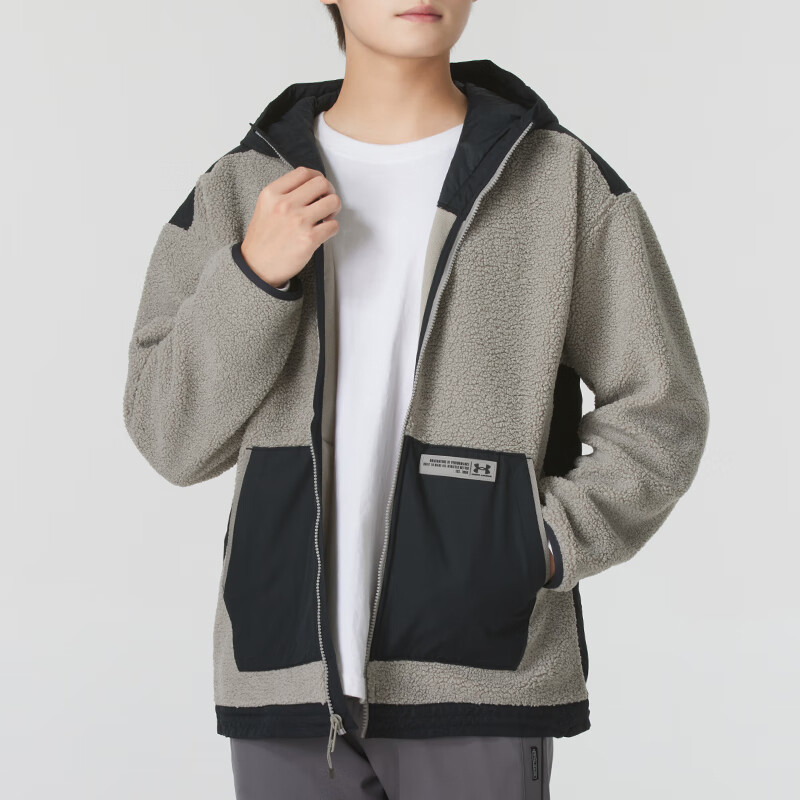 UA/安德玛正品运动男士保暖训练户外连帽拉链夹克外套1372656-294